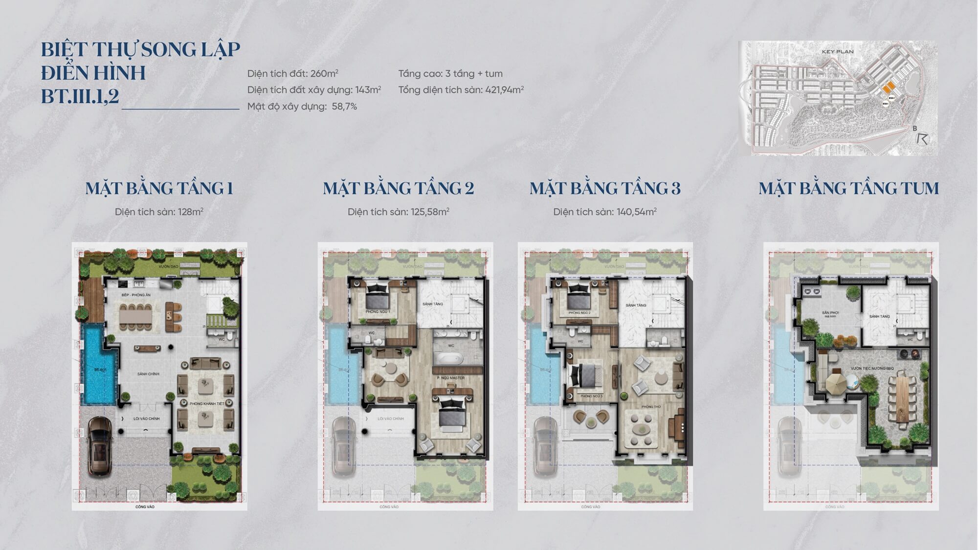 mặt bằng biệt thự song lập noble palace hạ long